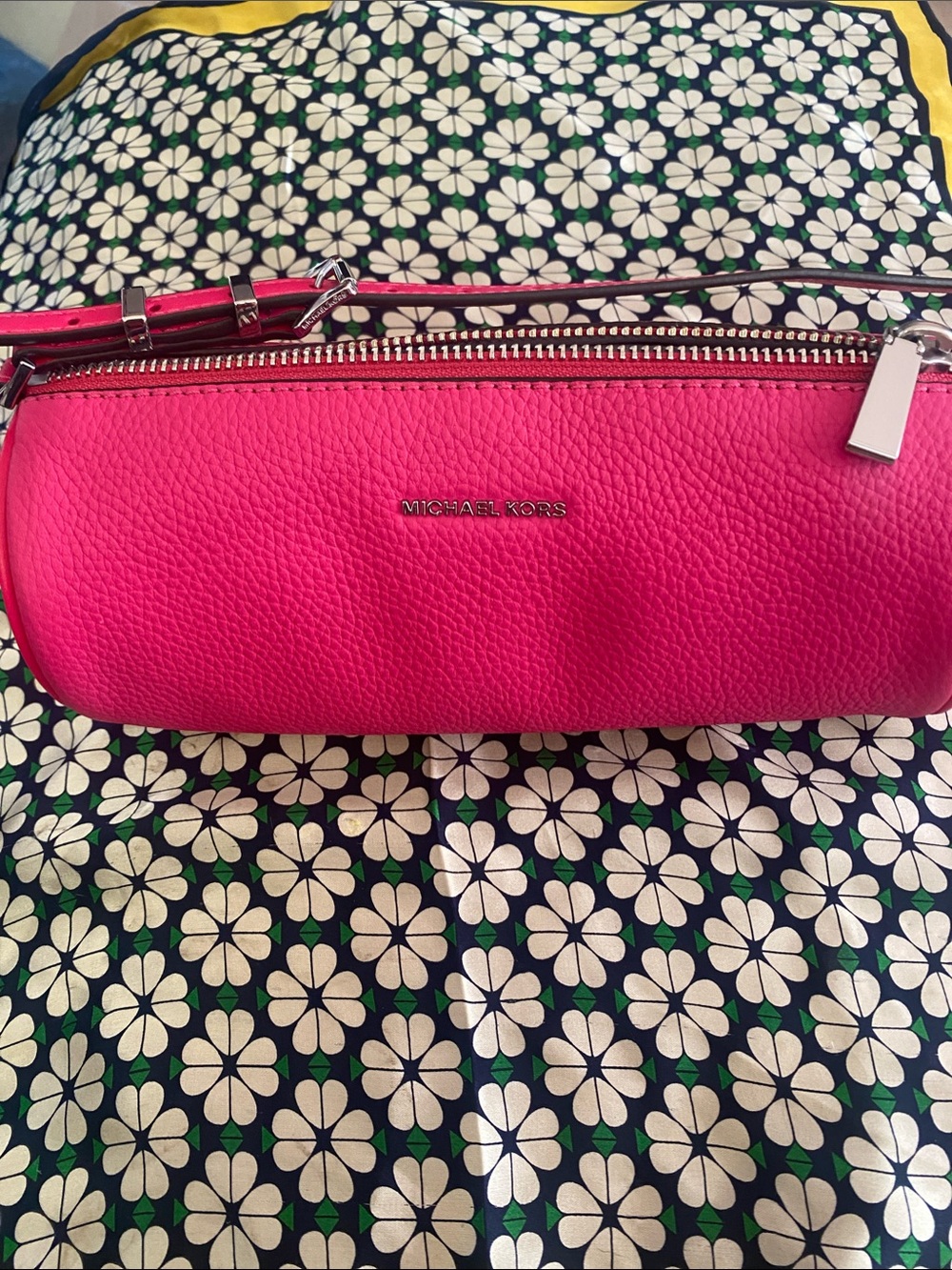 MICHAEL KORS Hot Pink Pebbled Leather Mini Crossbody
